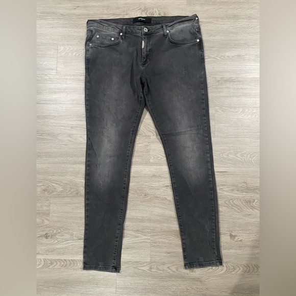 Men's Represent‎ Essential Distressed Charcoal Black Slim Fit Jeans 36